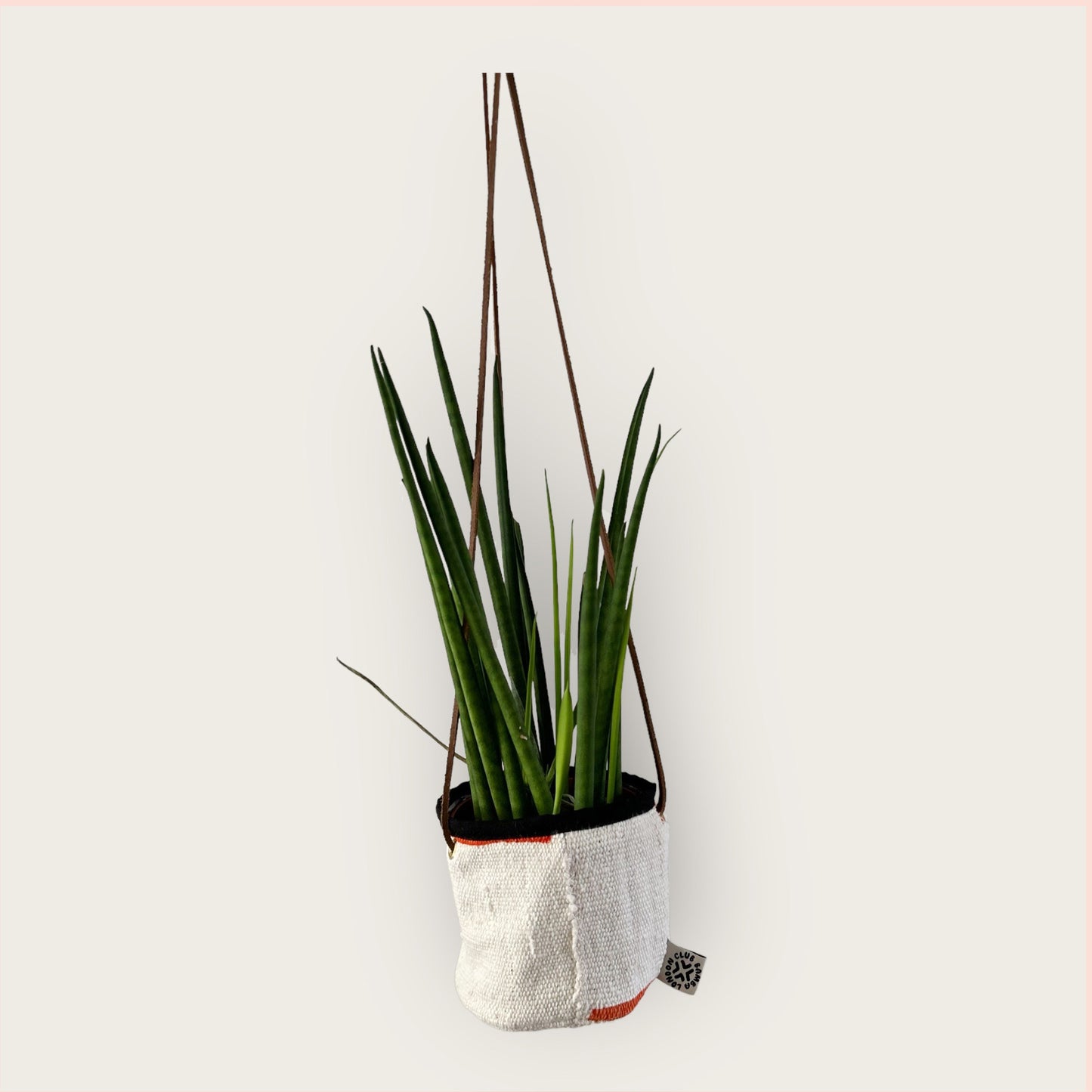 Natural White Mud Cloth Hanging Planter