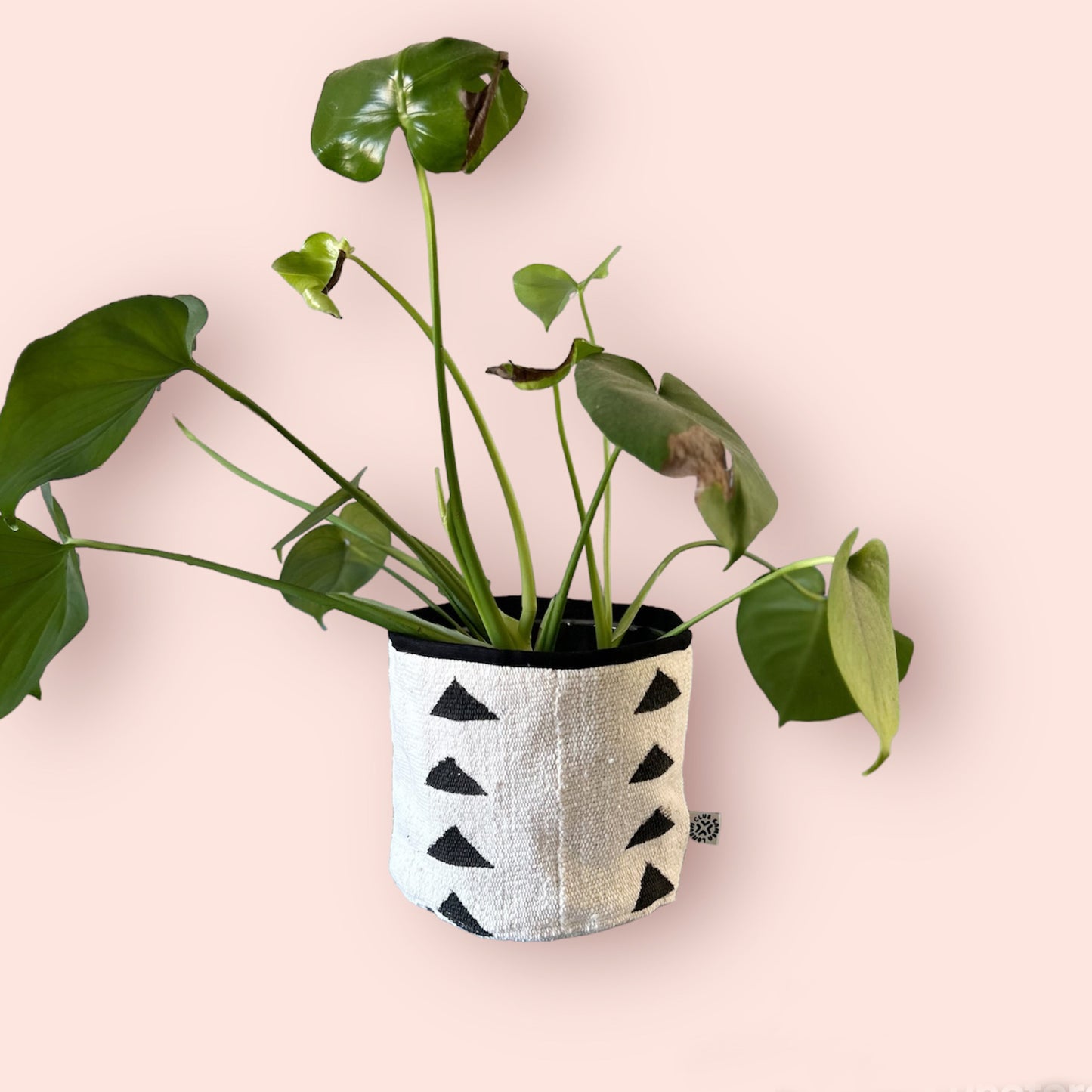 White Triangles Mud Cloth Planter