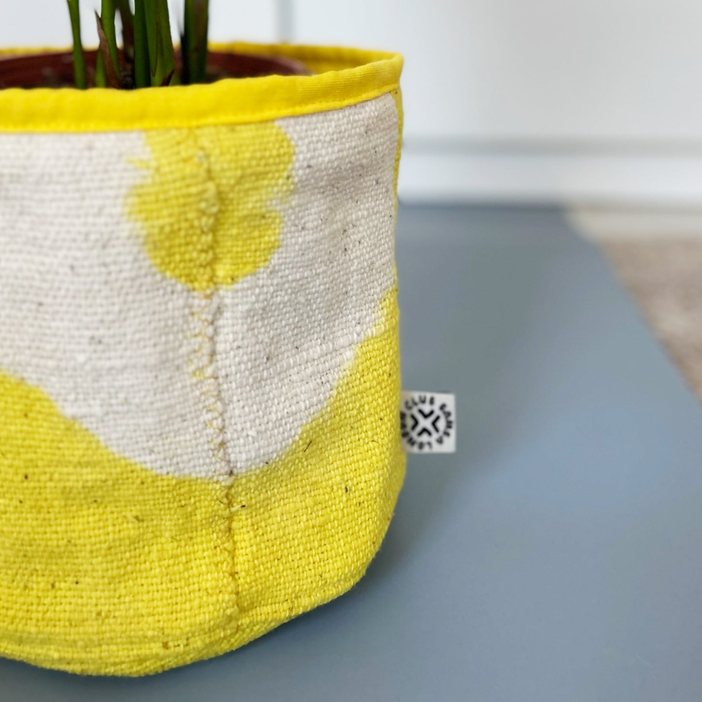 Yellow Sunshine Mud Cloth Medium Planter